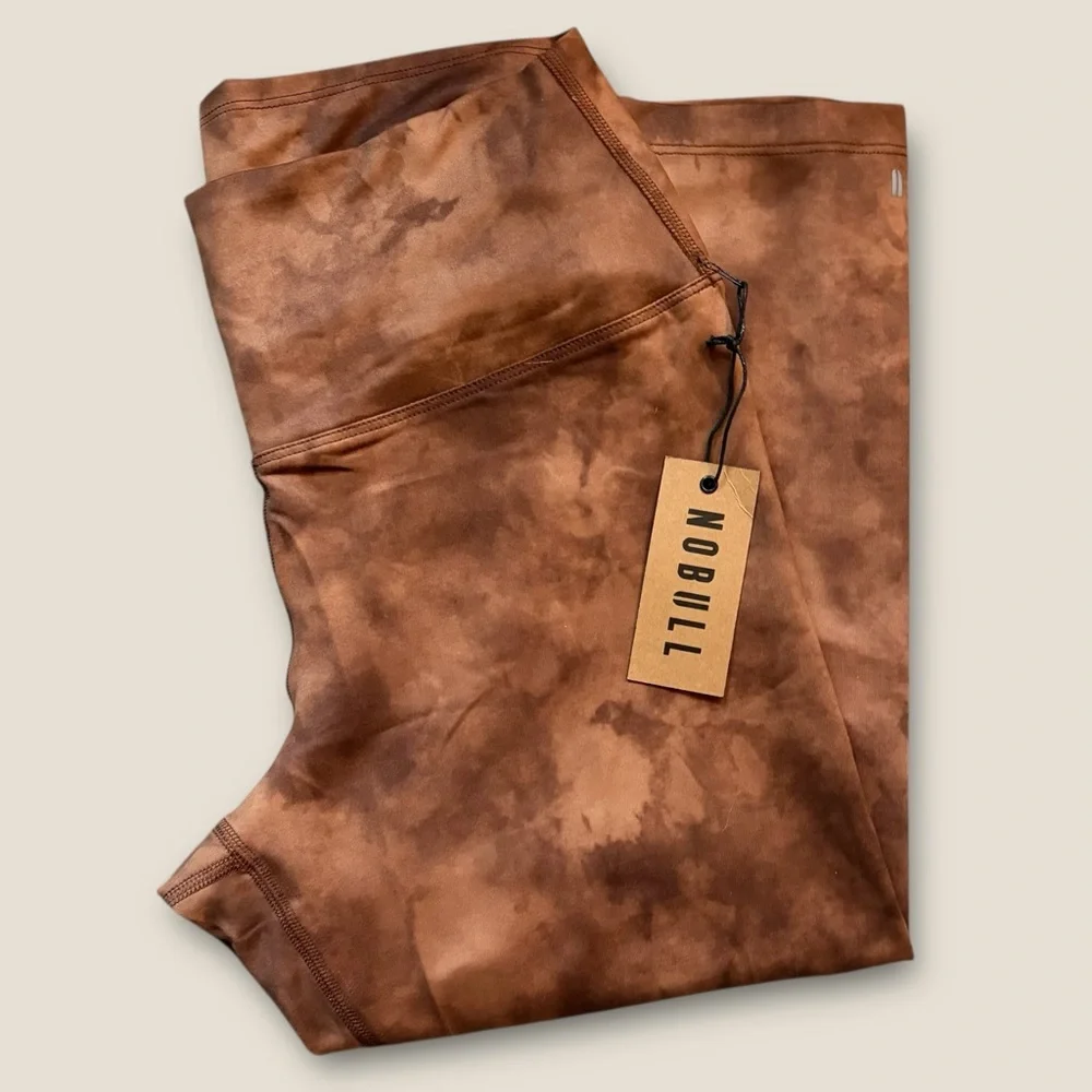 NOBULL Women’s High Rise Crop Tight Toffee‎ Brown Tie Dye size M